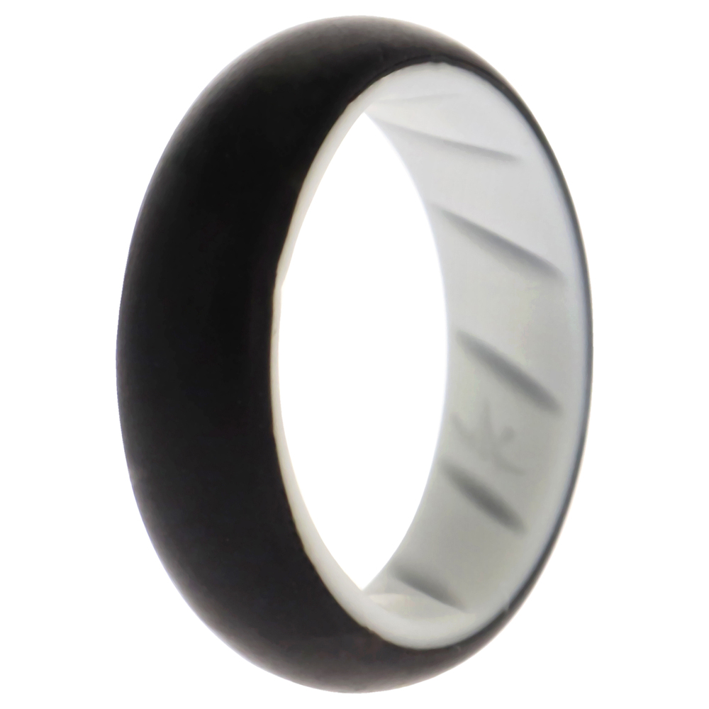 Silicone Wedding BR Solid Ring - White-Black by ROQ for Women - 5 mm Ring